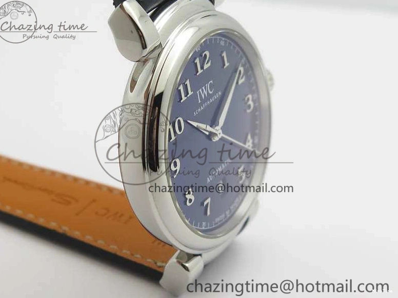 MIROTIME 0209 Da Vinci IW356601 SS TW 1:1 Best Edition Blue Dial On Black Leather Strap A Durable 7239